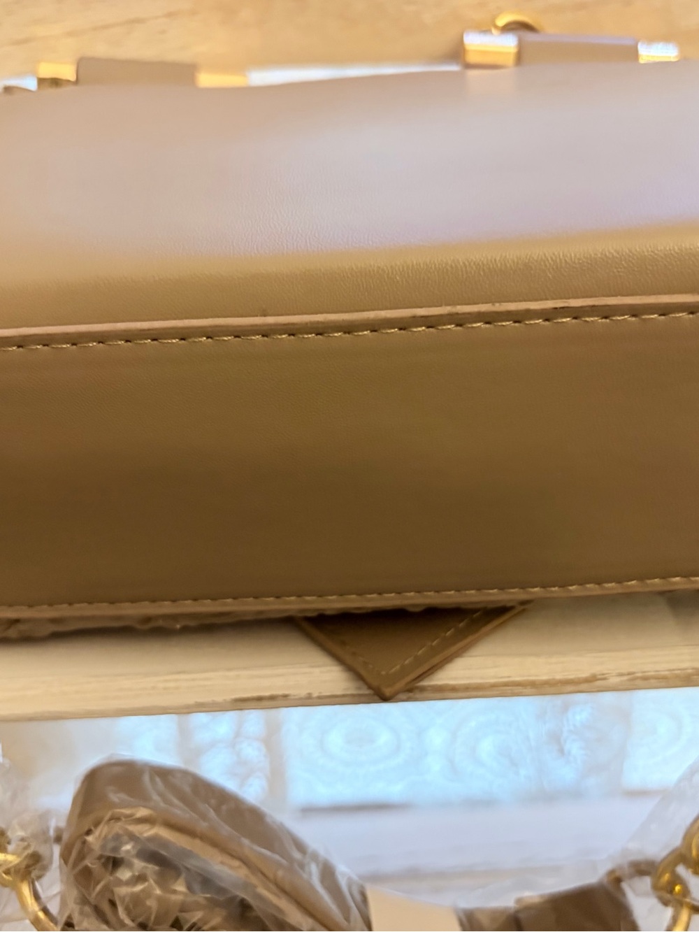 Bebe NWT Signature Satchel Taupe Nature Textured Crossbody Bag w/ Card Holder - Picture 6 of 9